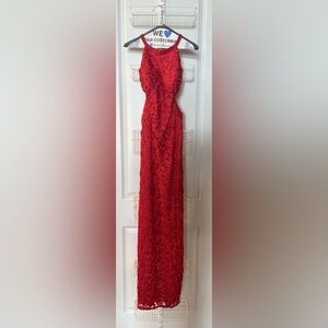 Aidan Mattox Red Halter Gown